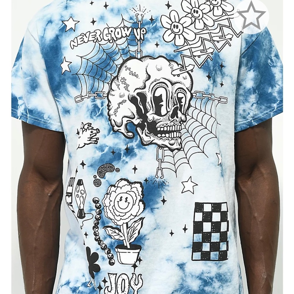 A-Lab Never Grow Up Blue & White Tie Dye T-Shirt